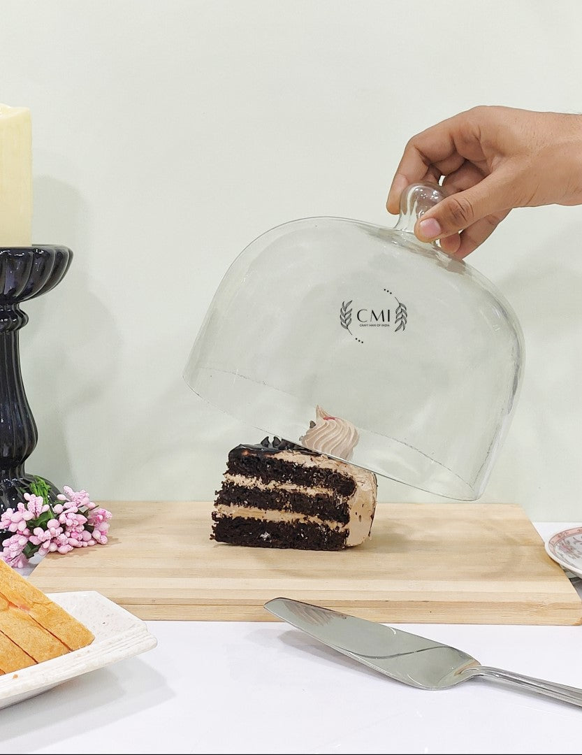 Oval Glass Cake Dome With Marble Base