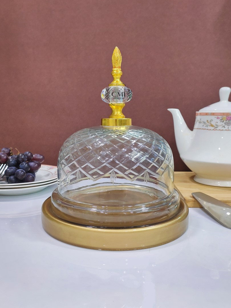 Glass Dome With Metal Knob & Glass Base