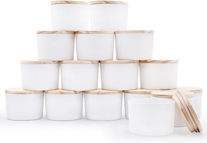 Pack of 16 - Candle Jars for Making Candles , 4 OZ Empty Jars with Wood Lids for Candle Making