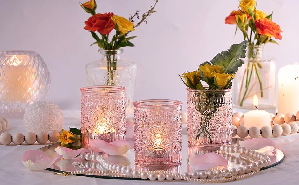 Pack of 24 - Glass Tea Lights Candle Holders for Wedding Table Centerpieces