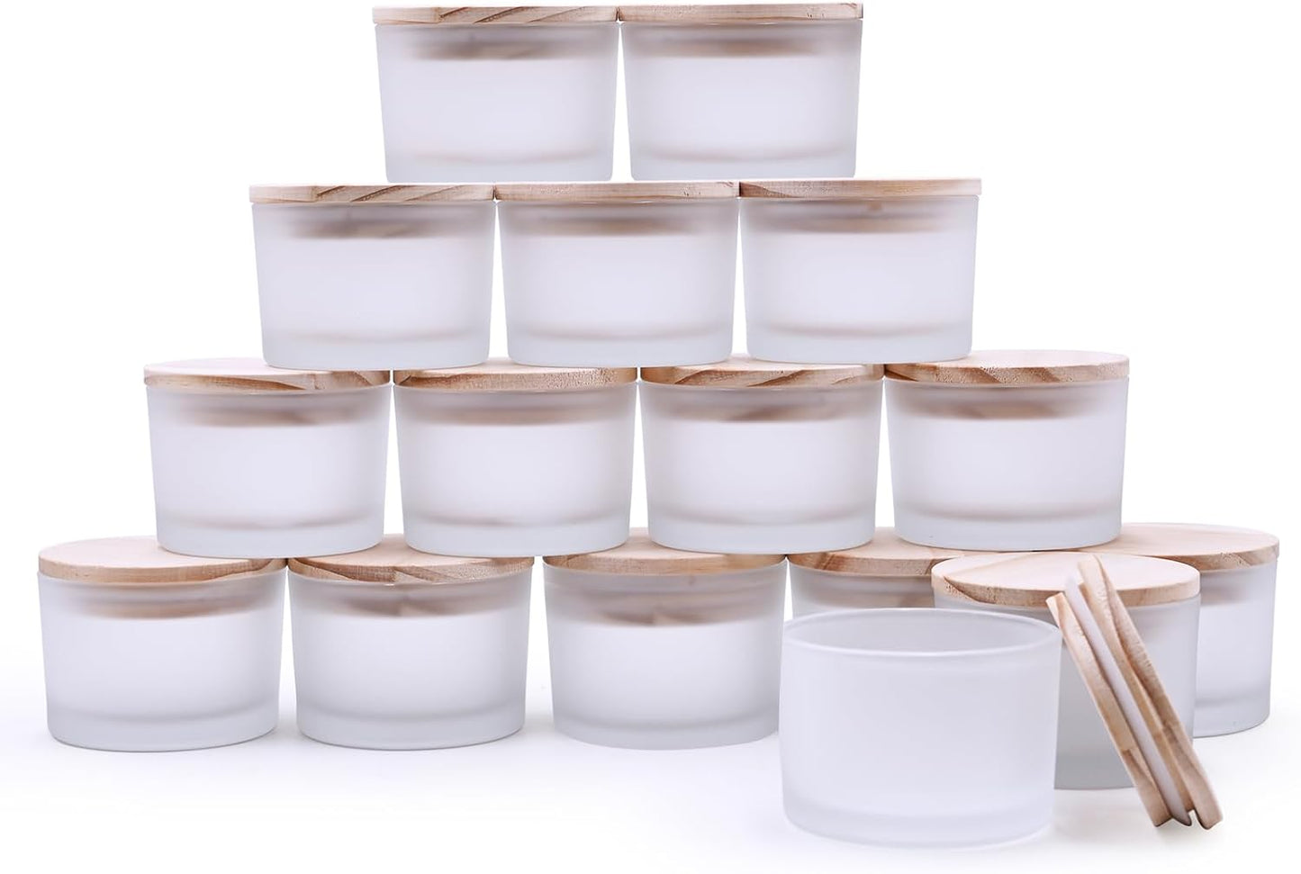 Pack of 16 - Candle Jars for Making Candles , 4 OZ Empty Jars with Wood Lids for Candle Making