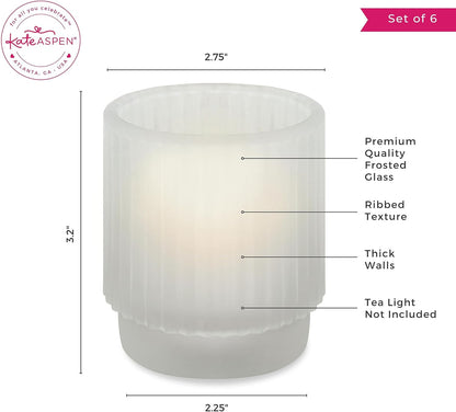 Pack of 12 - Ribbed Glass Tealight Votive Candle Holders