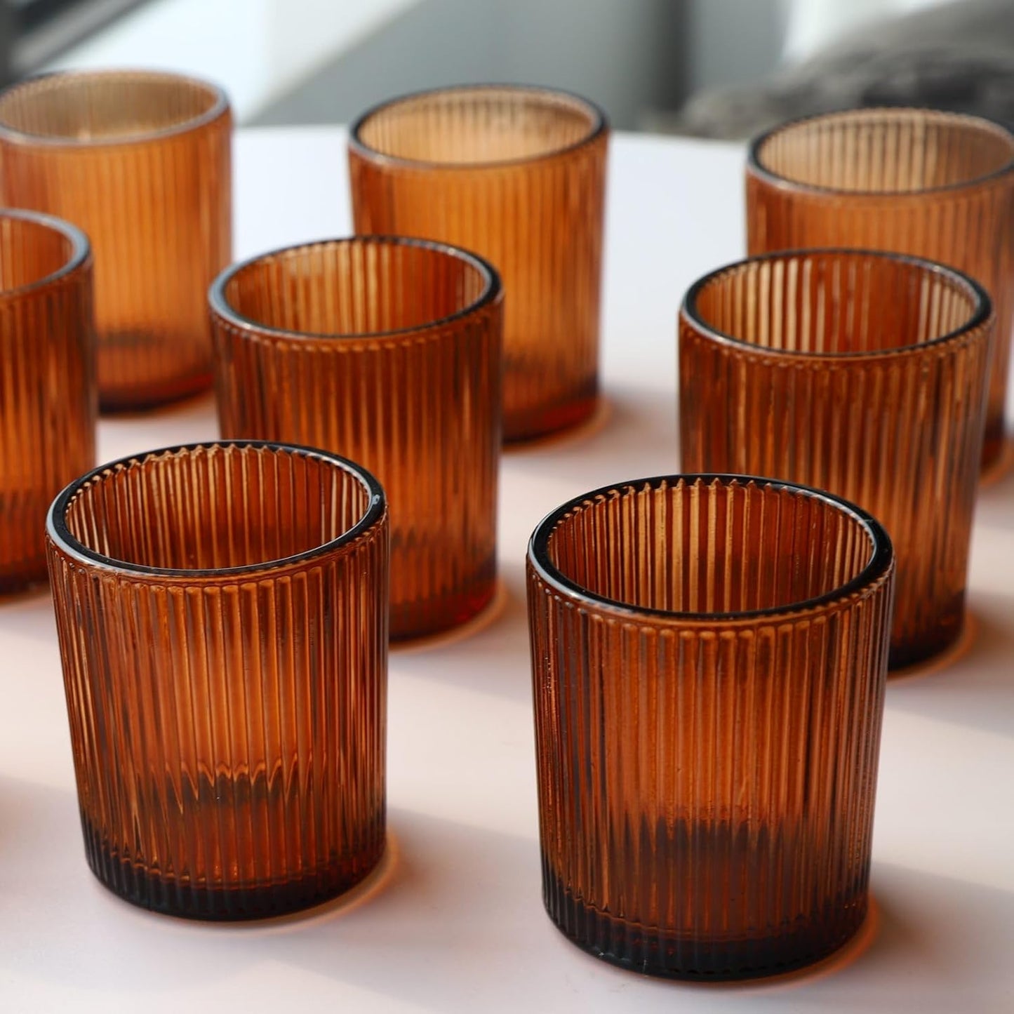 Pack of 24 - Candle Holder Ribbed Votive Candle Holders