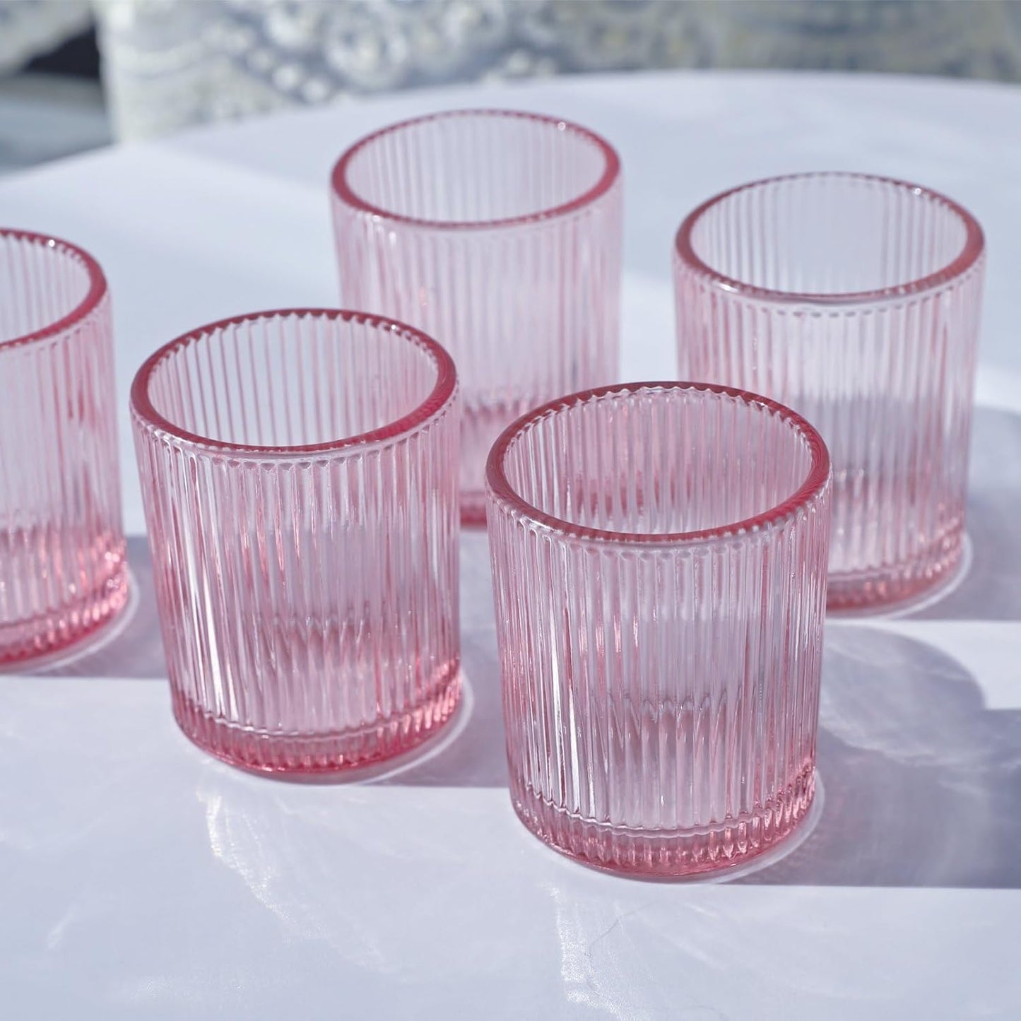 Pack of 24 - Candle Holder Ribbed Votive Candle Holders