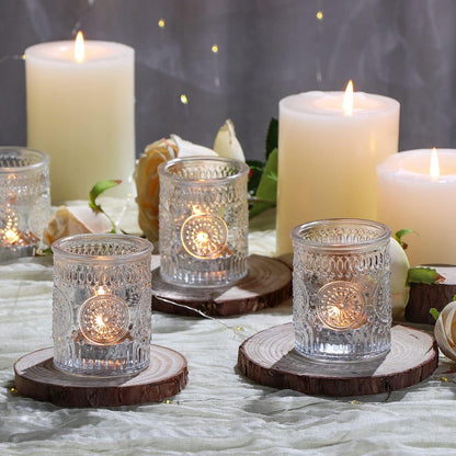 Pack of 24 - Glass Tea Lights Candle Holders for Wedding Table Centerpieces