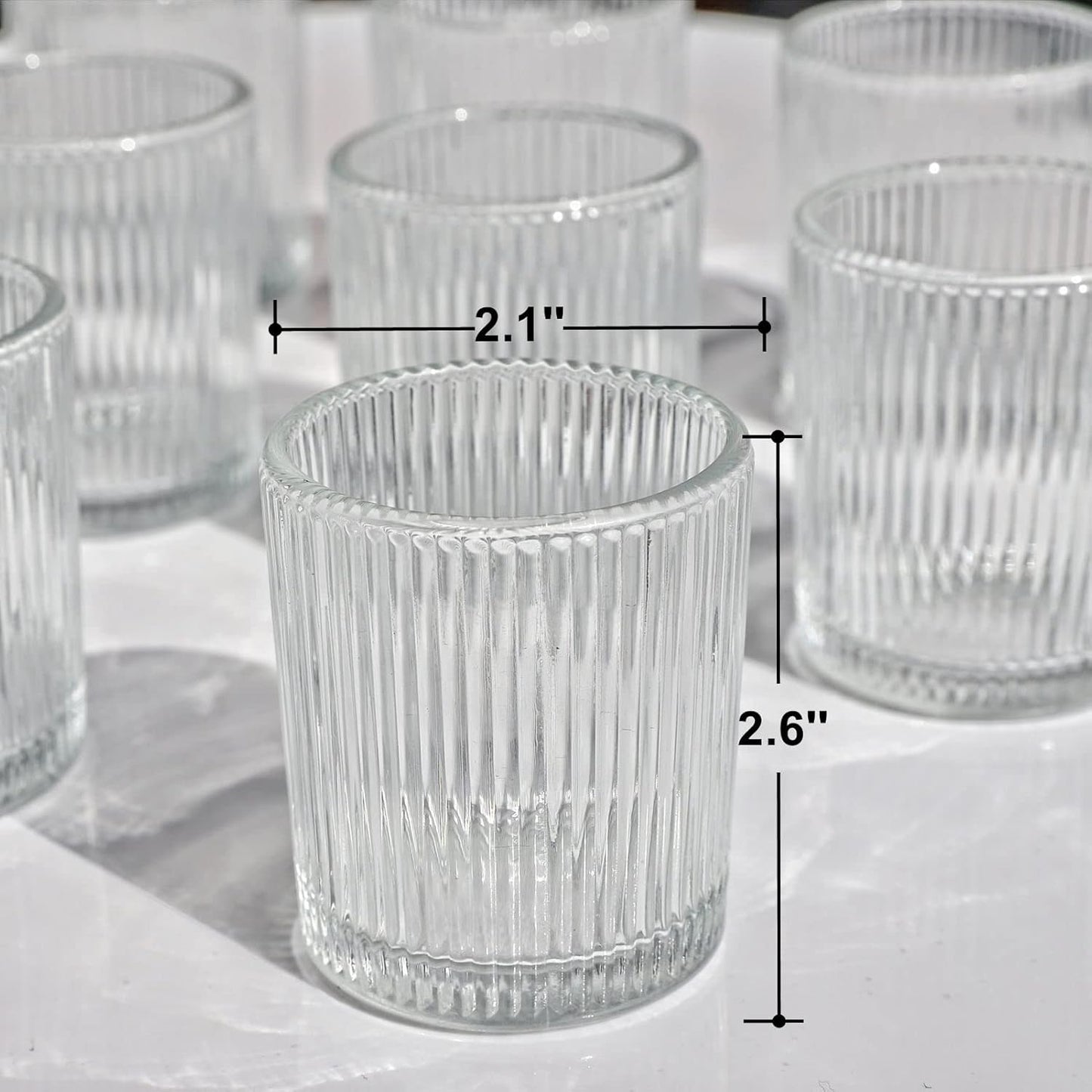 Pack of 24 - Candle Holder Ribbed Votive Candle Holders