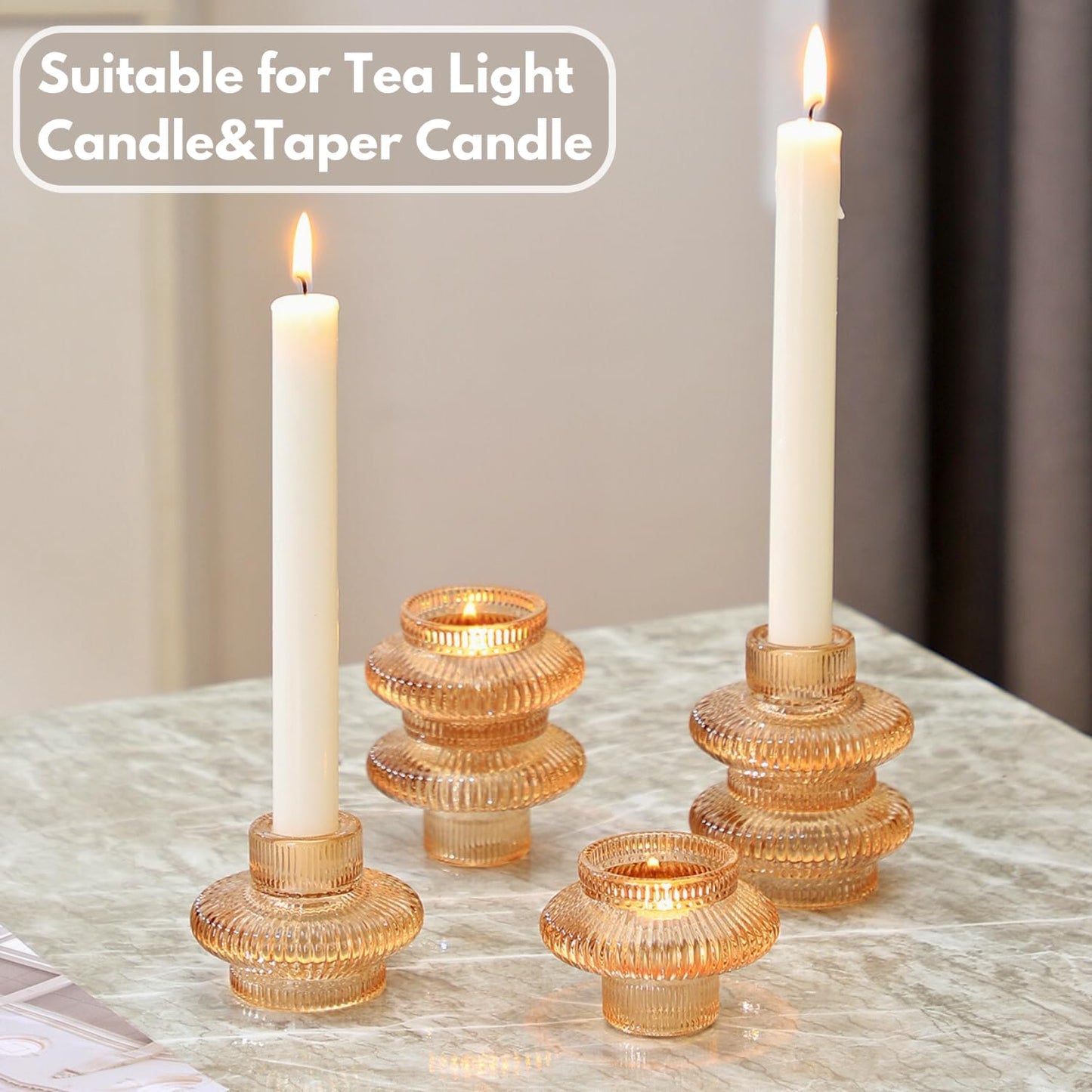 Pack of 6 - Versatile Candle Holders for Candlesticks or Tea Lights Candles