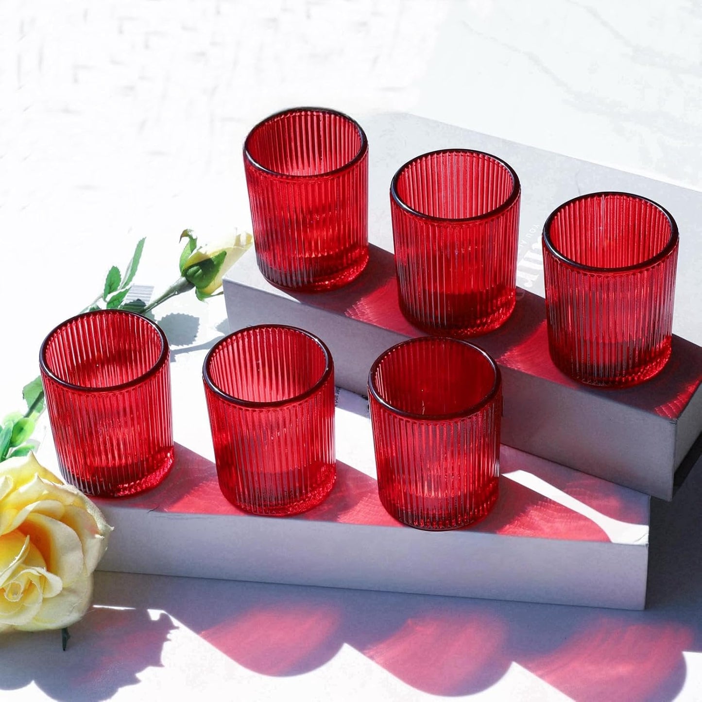 Pack of 24 - Candle Holder Ribbed Votive Candle Holders