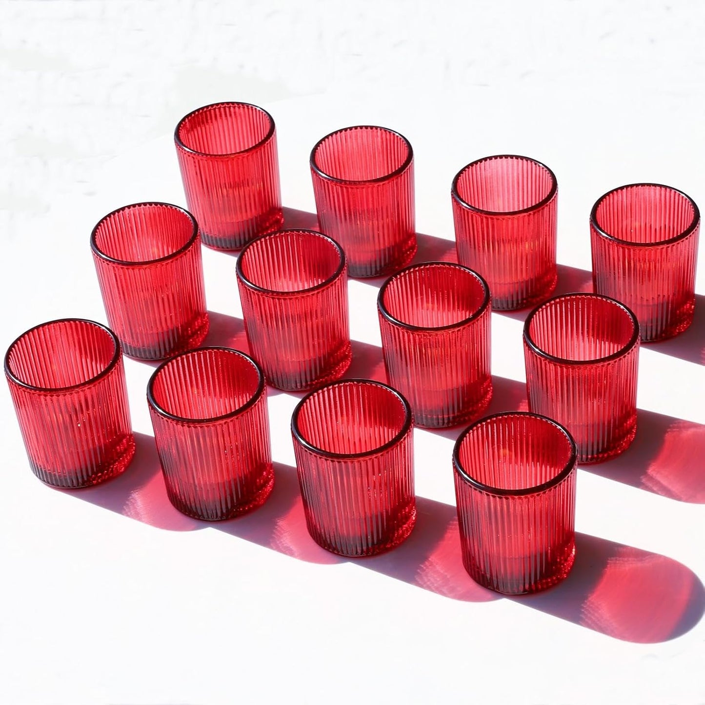 Pack of 24 - Candle Holder Ribbed Votive Candle Holders