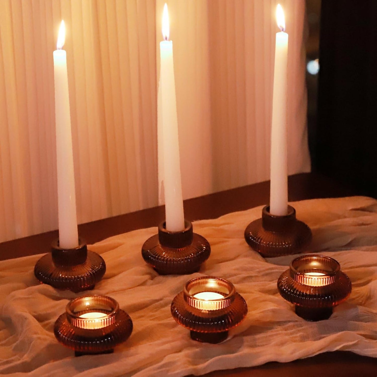 Pack of 6 - Versatile Candle Holders for Candlesticks or Tea Lights Candles