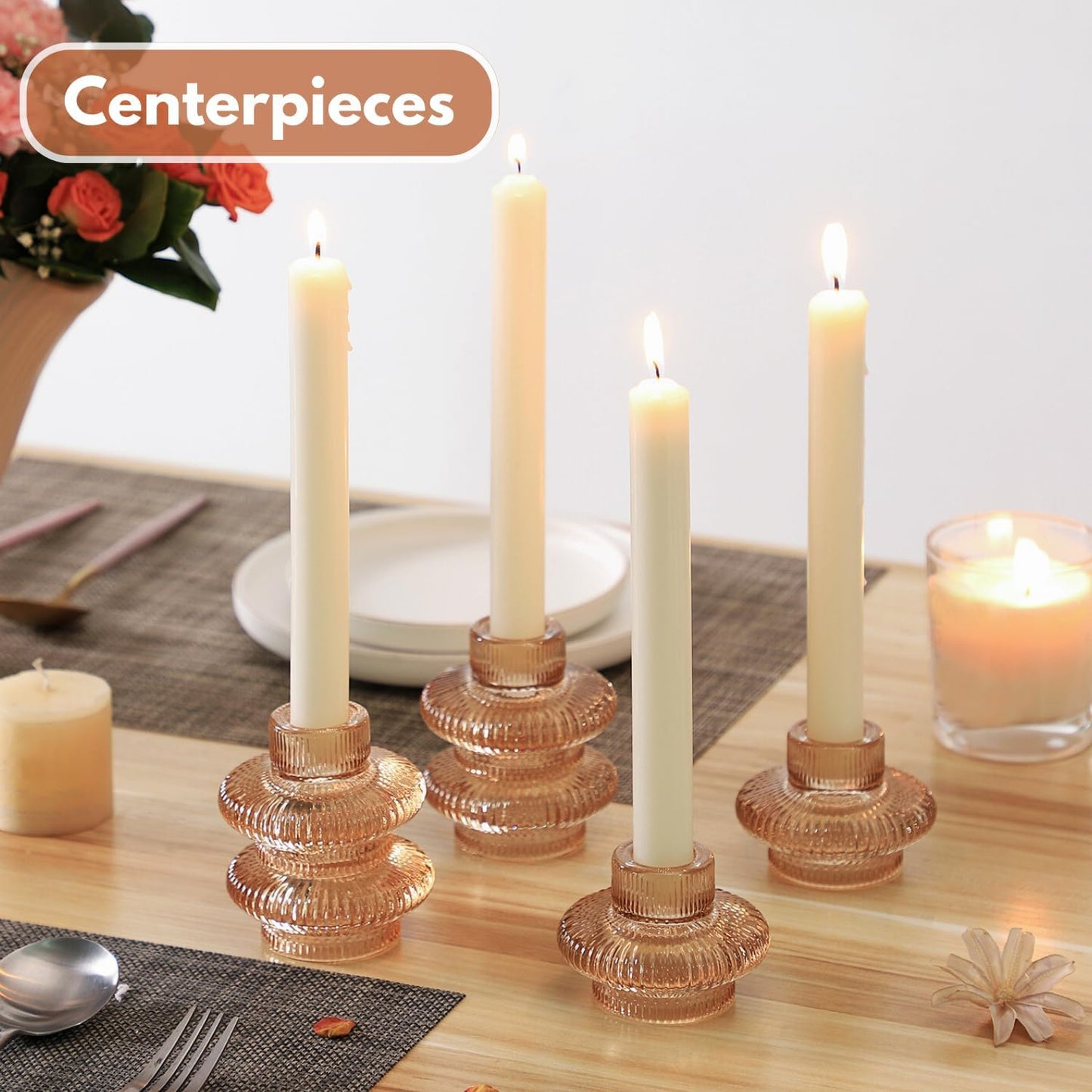 Pack of 6 - Versatile Candle Holders for Candlesticks or Tea Lights Candles