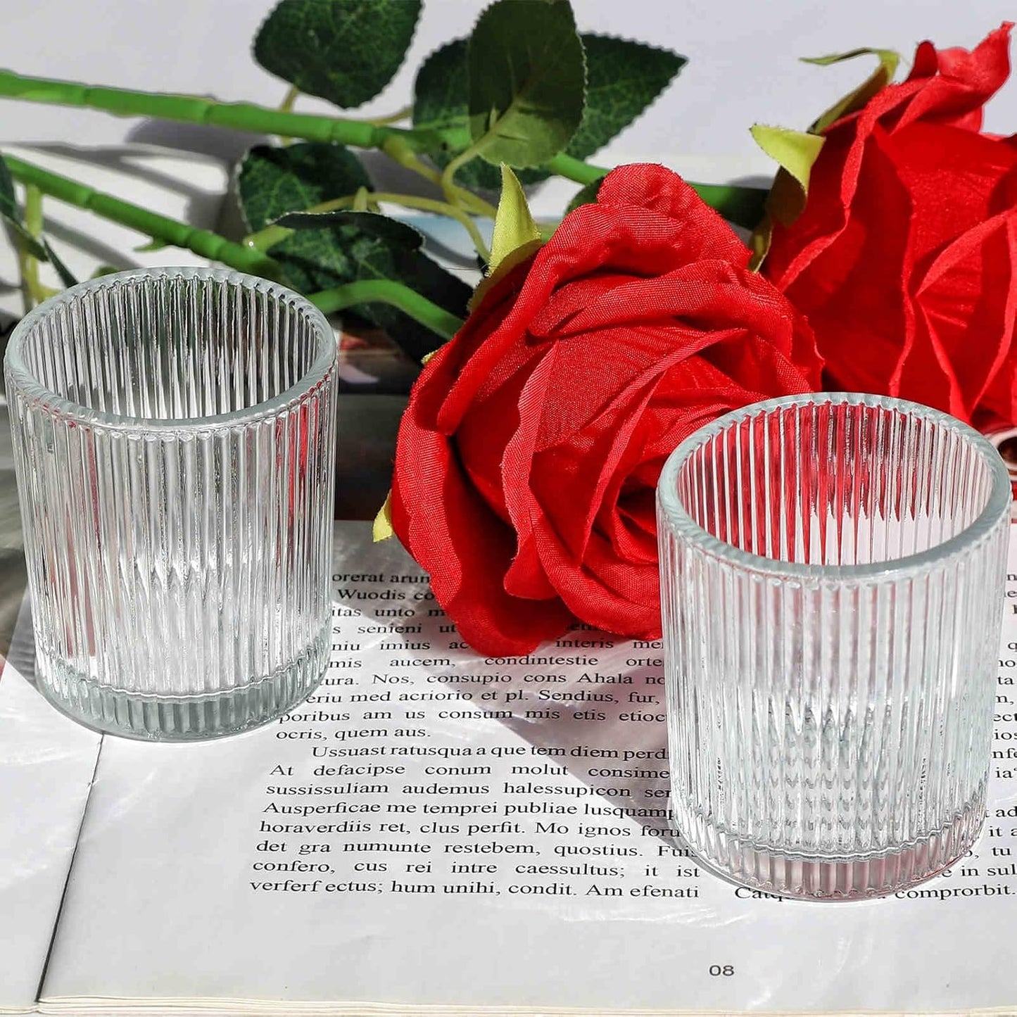 Pack of 24 - Candle Holder Ribbed Votive Candle Holders