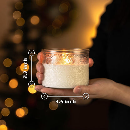 Pack of 16 - 10 oz Embossed Glass Candle Container with Bamboo Lids and Labels