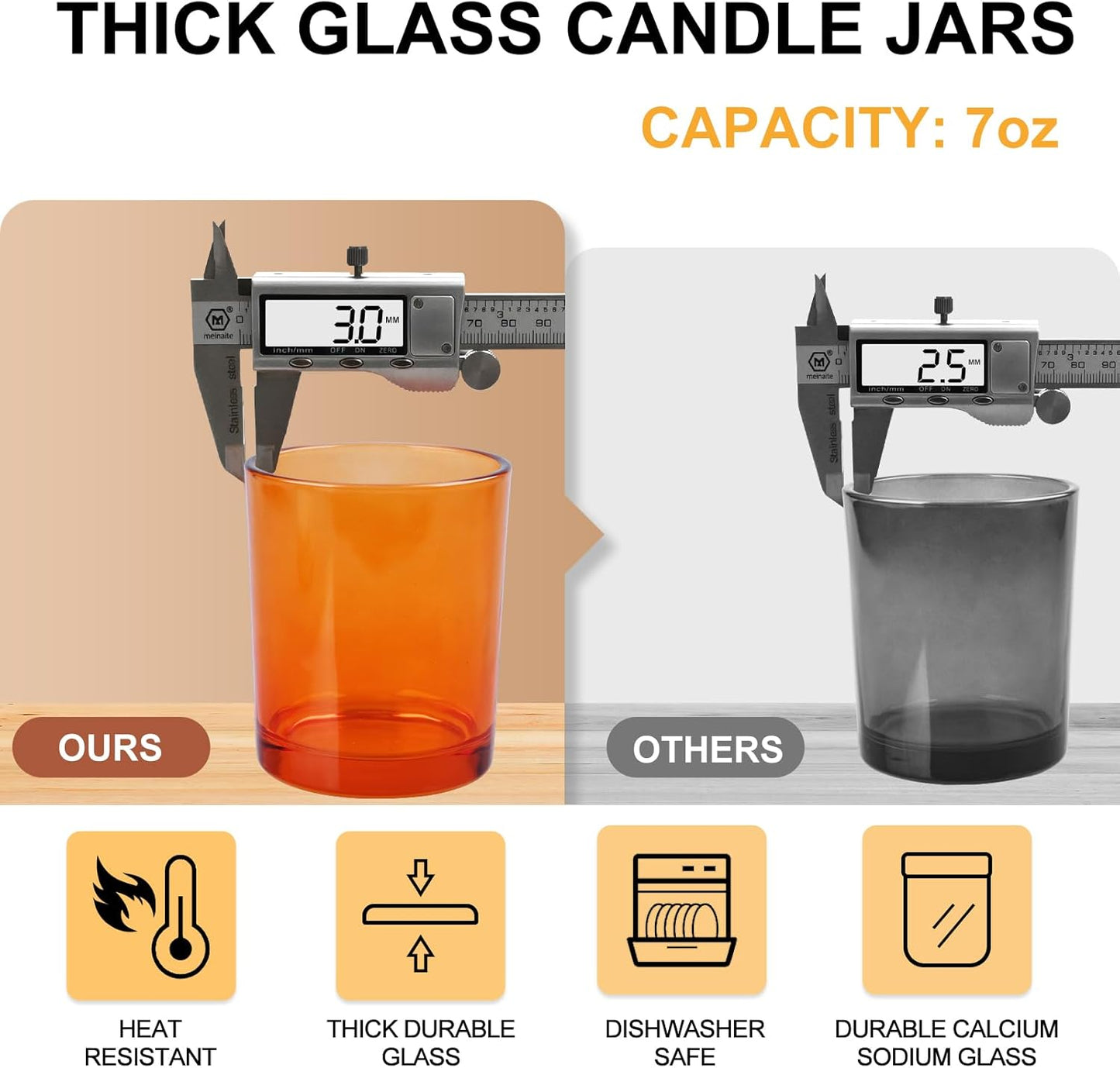 Pack of 20 - 7 OZ Thick Candle Jars for Making Candles