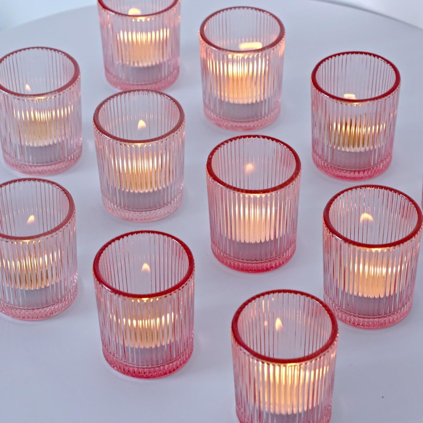 Pack of 24 - Candle Holder Ribbed Votive Candle Holders