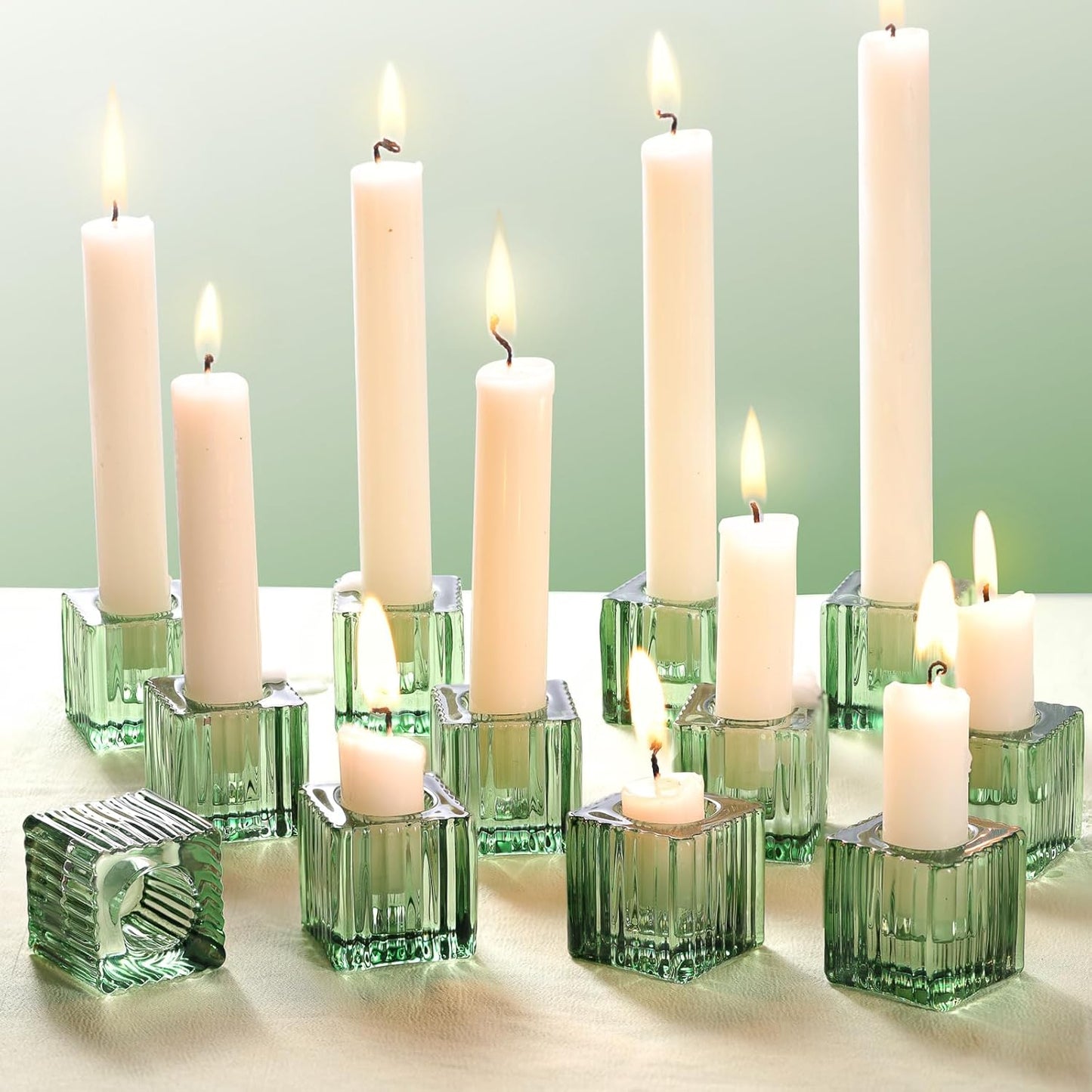 Pack of 12 - Sqaure Striped Taper Candle Holders