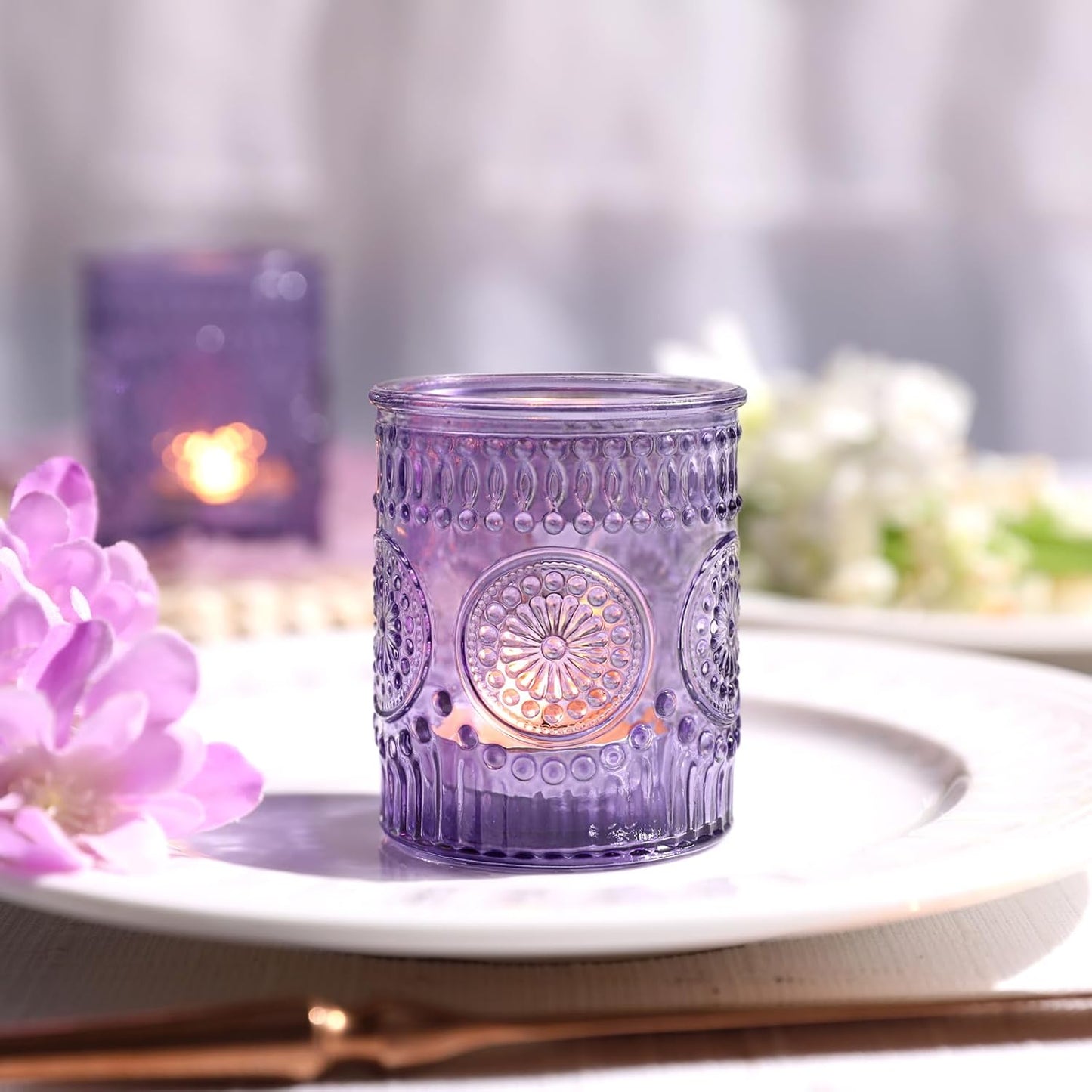 Pack of 24 - Glass Tea Lights Candle Holders for Wedding Table Centerpieces