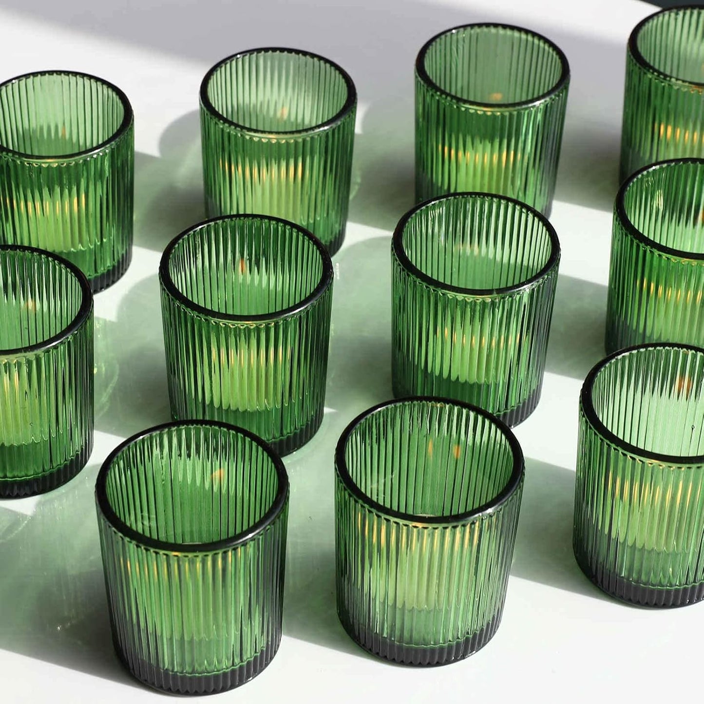 Pack of 24 - Candle Holder Ribbed Votive Candle Holders