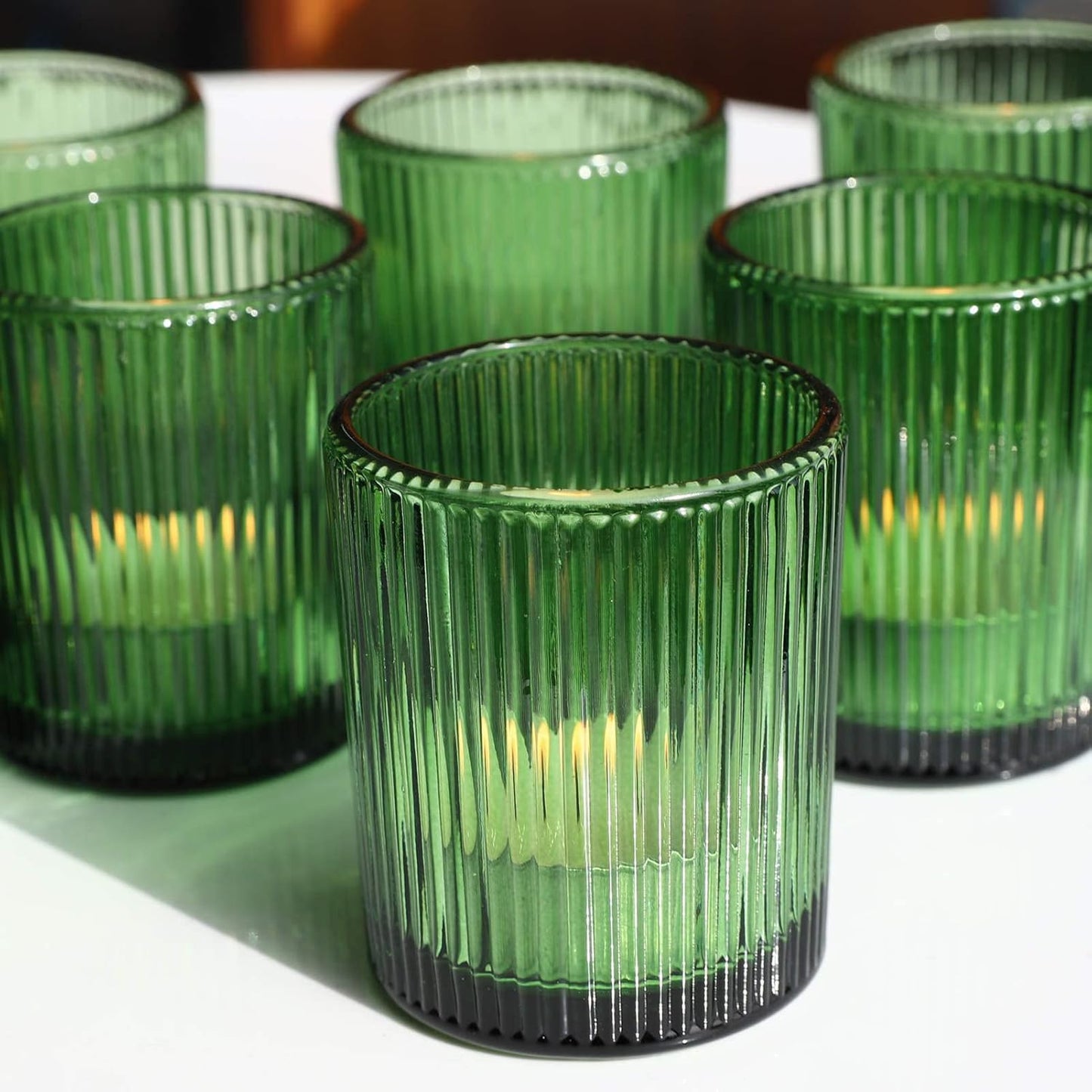 Pack of 24 - Candle Holder Ribbed Votive Candle Holders