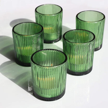 Pack of 24 - Candle Holder Ribbed Votive Candle Holders