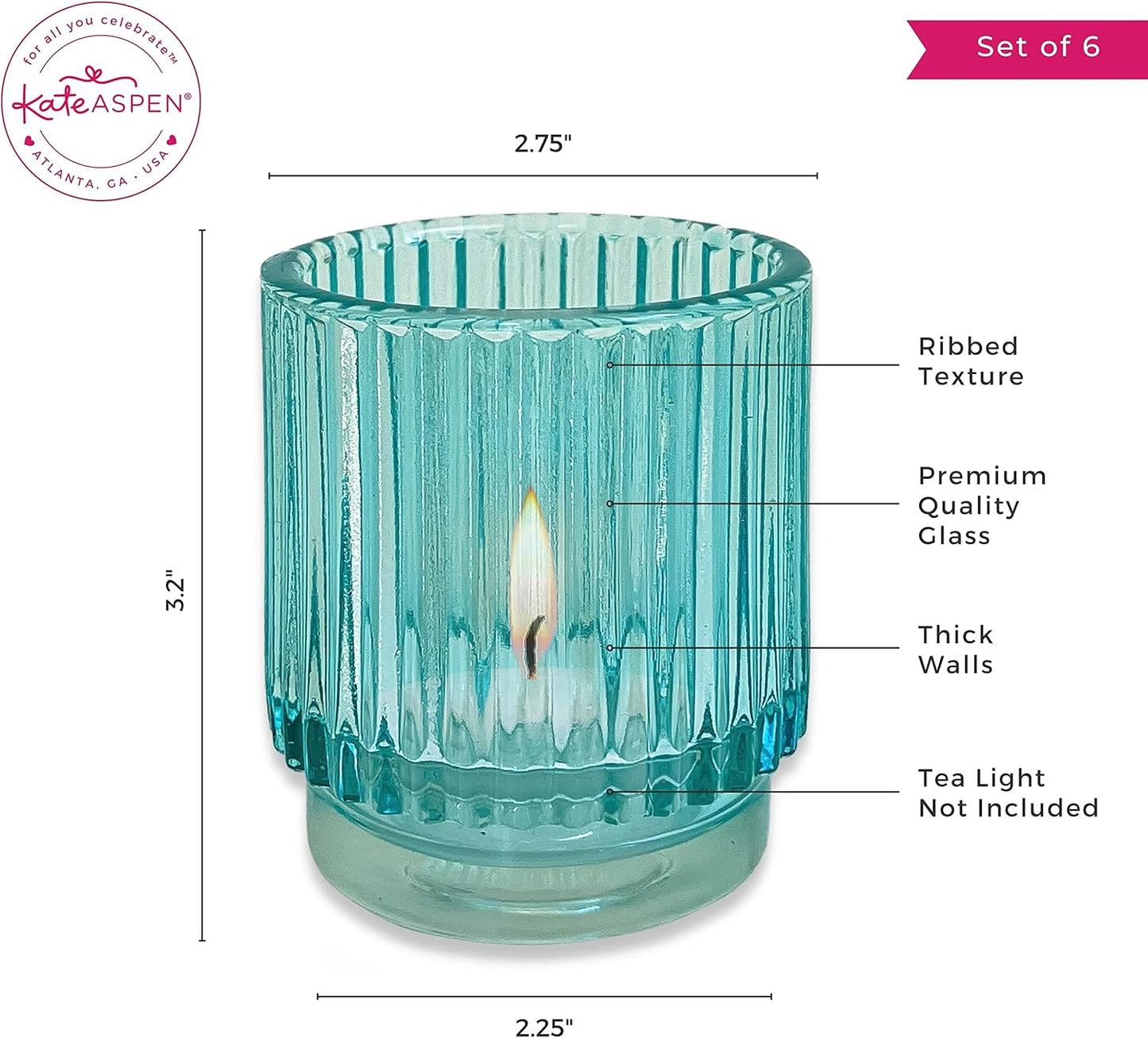 Pack of 12 - Ribbed Glass Tealight Votive Candle Holders