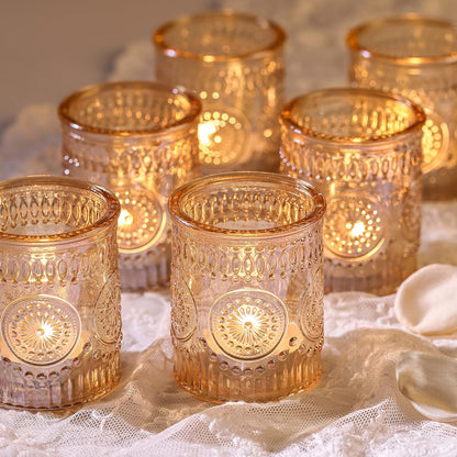 Pack of 24 - Glass Tea Lights Candle Holders for Wedding Table Centerpieces, Birthday Parties, Home Decor and Holiday Decor