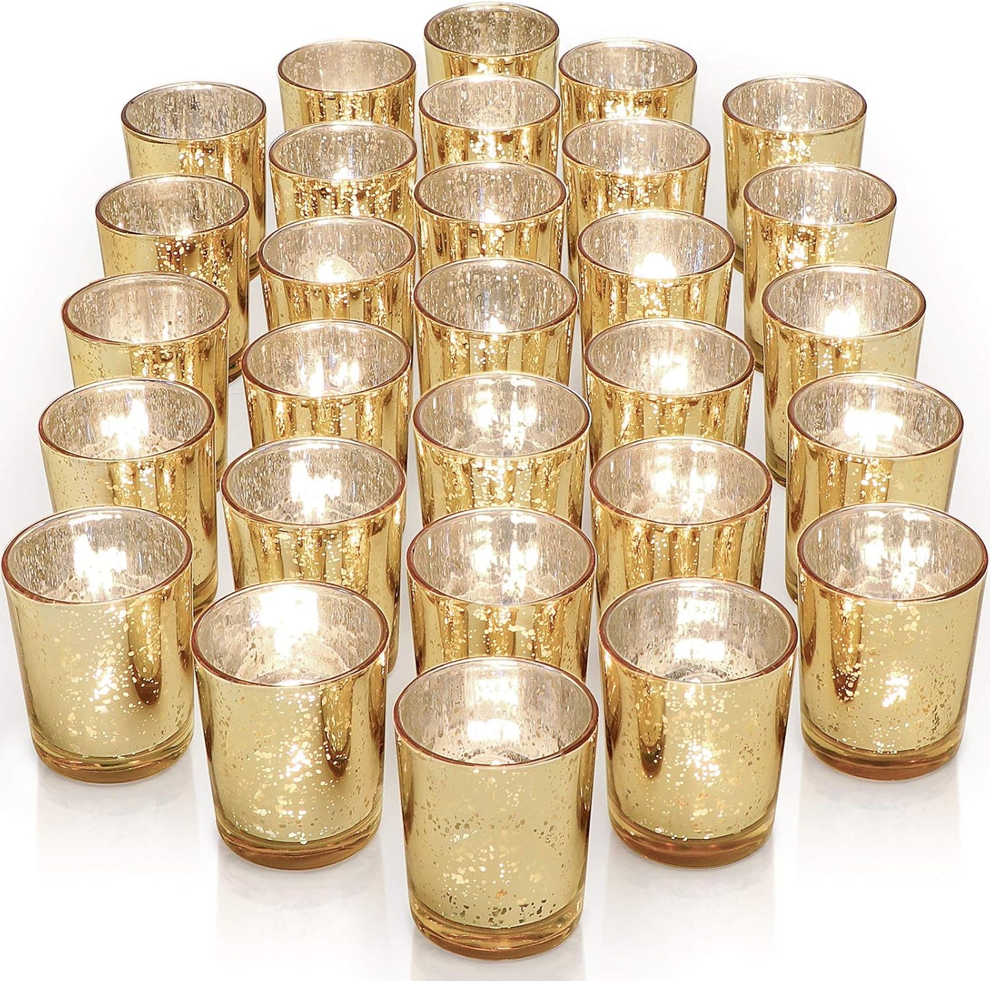 Pack of 36 -Votive Candle Holders Speckled Mercury Silver Glass Candle Holder