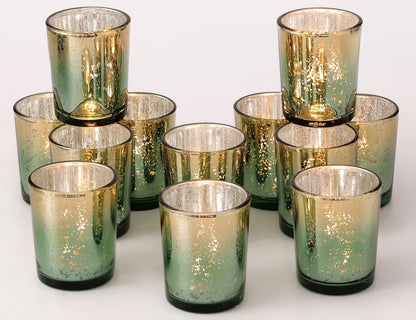 Pack of 24 - Votive Candle Holders, Speckles Mercury Glass Tealight Candle Holder