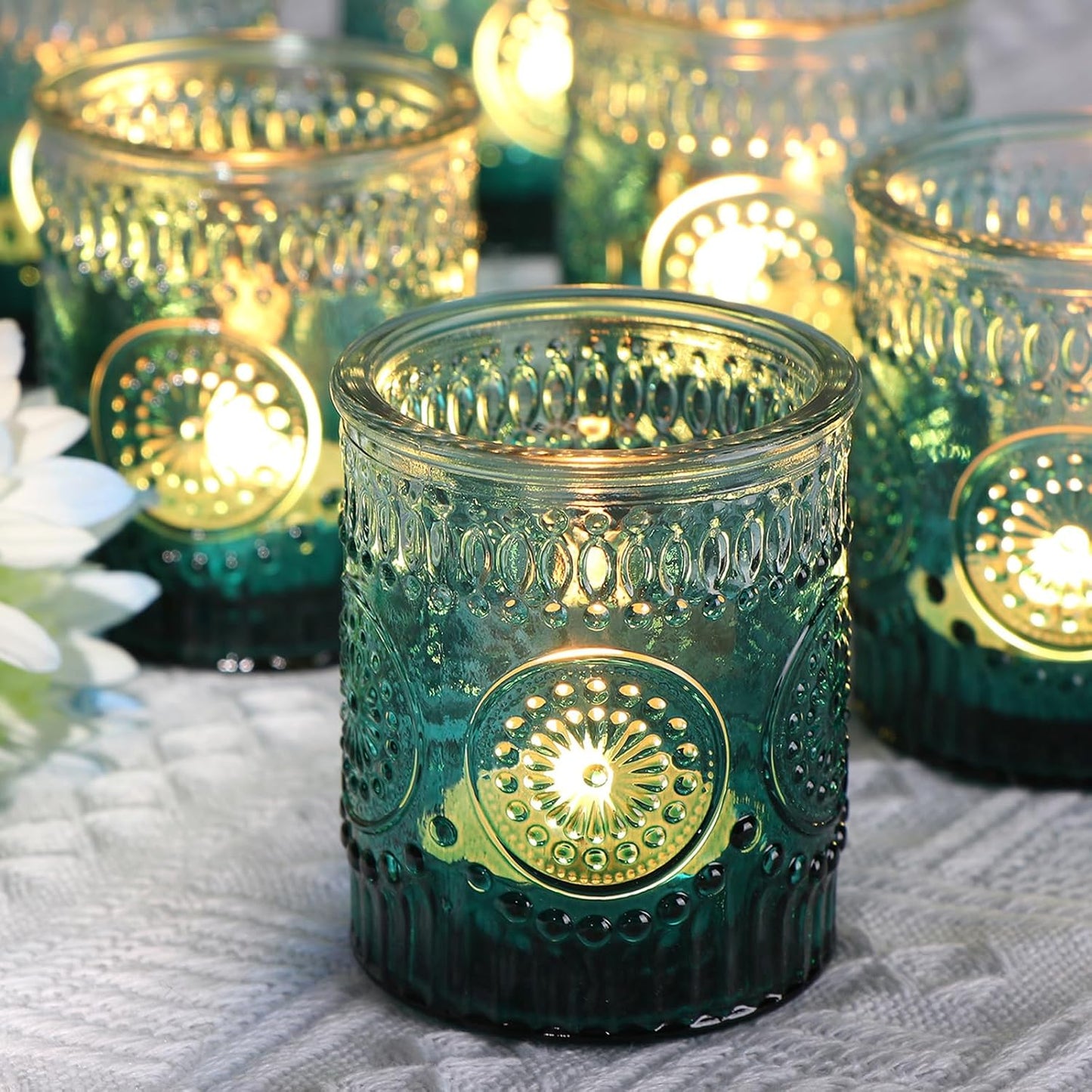 Pack of 24 - Glass Tea Lights Candle Holders for Wedding Table Centerpieces, Birthday Parties, Home Decor and Holiday Decor