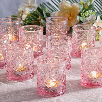 Pack of 24 - Pink Votive Candle Holders, Christmas Candle Holders, Wedding, Home Decoration, Birthday Party, Gifts