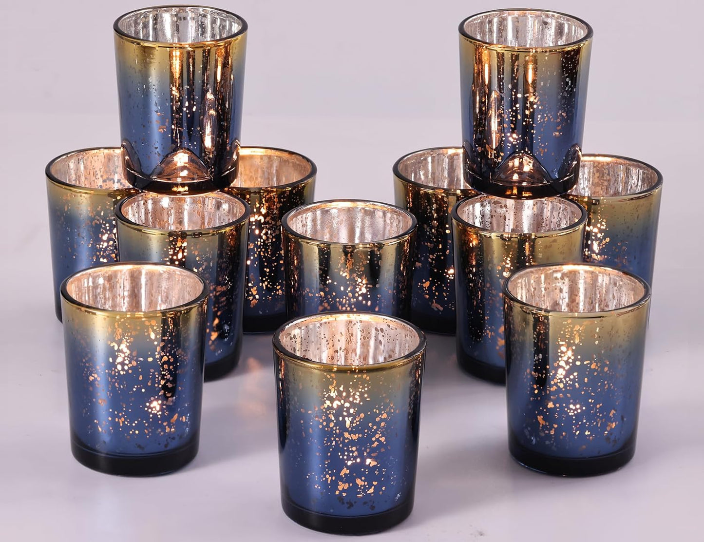 Pack of 24 - Votive Candle Holders, Speckles Mercury Glass Tealight Candle Holder