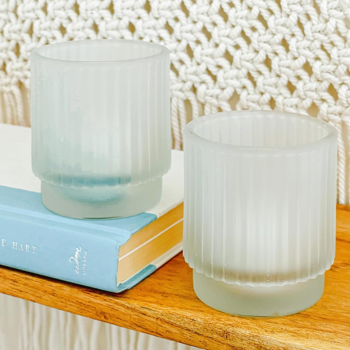 Pack of 12 - Ribbed Glass Tealight Votive Candle Holders