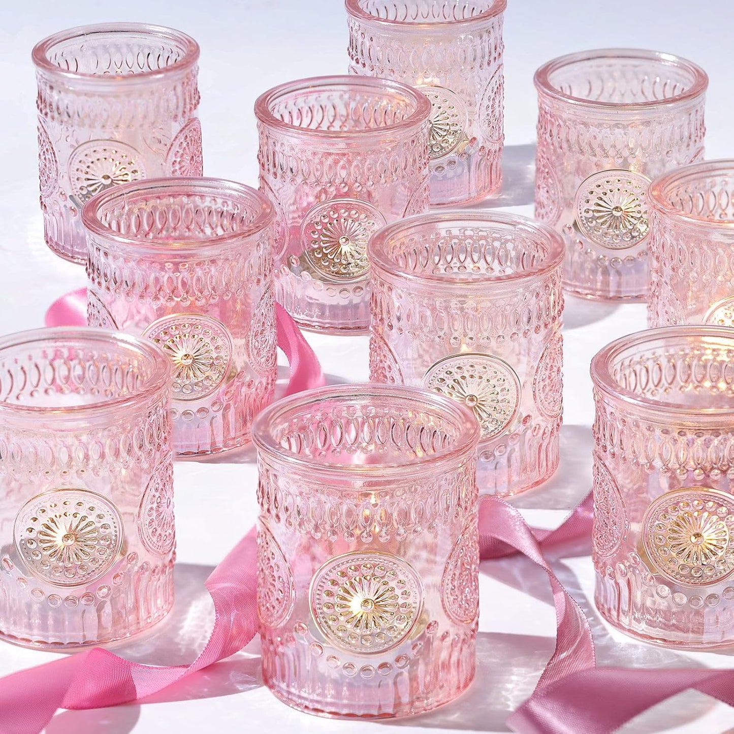 Pack of 24 - Glass Tea Lights Candle Holders for Wedding Table Centerpieces