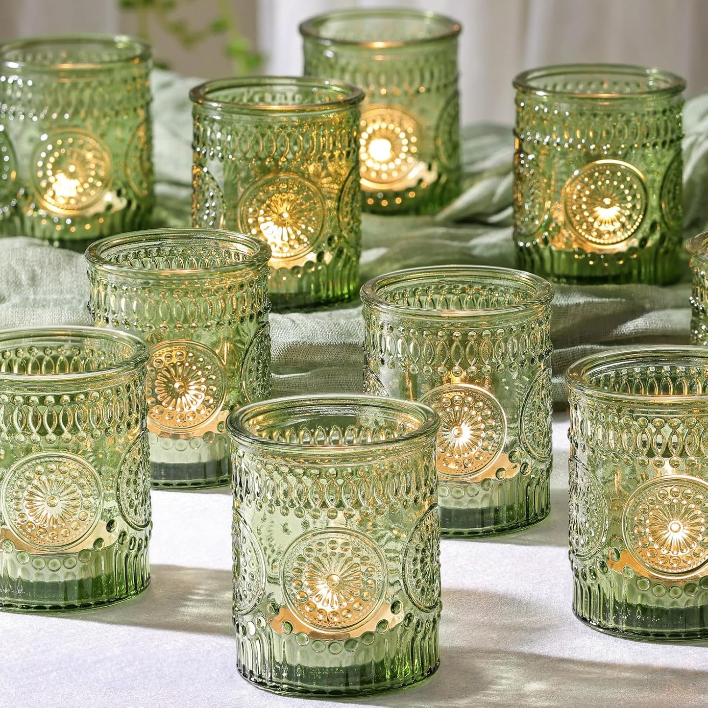 Pack of 24 - Glass Tea Lights Candle Holders for Wedding Table Centerpieces