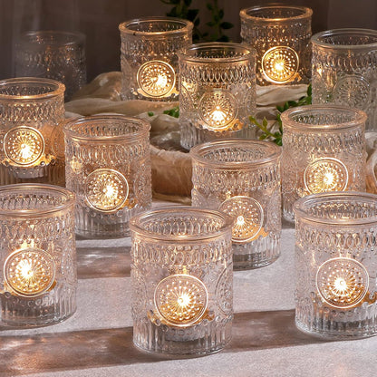 Pack of 24 - Glass Tea Lights Candle Holders for Wedding Table Centerpieces