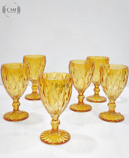 Red Wine Glass Plain Set - Gold