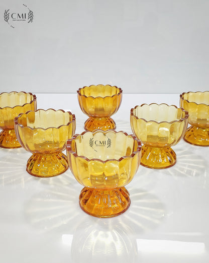 Glass Bowl Set of Ice-Cream Gold