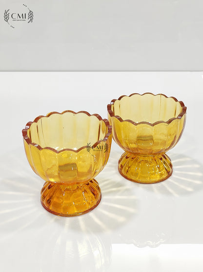 Glass Bowl Set of Ice-Cream Gold