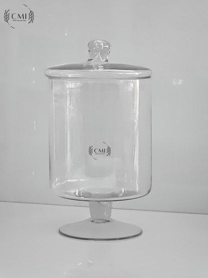 Pedestal Glass Jar With Lid Big