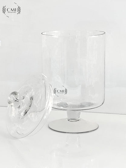 Pedestal Glass Jar With Lid Big