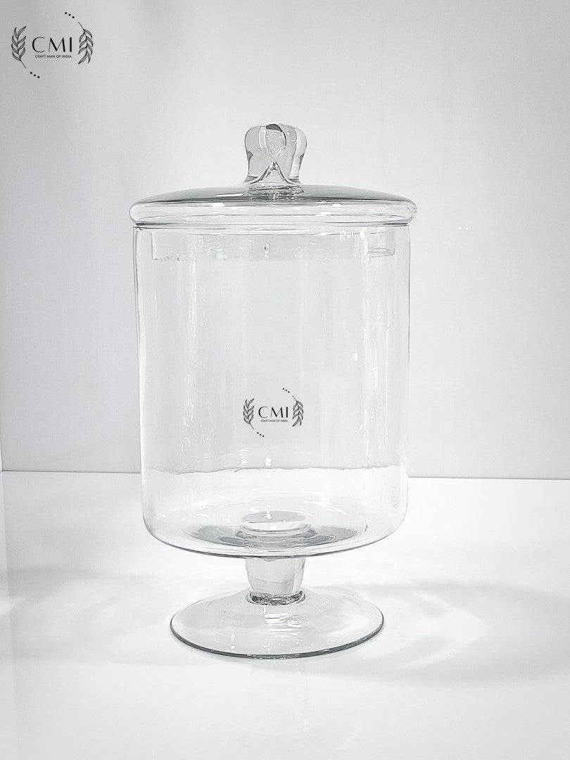 Pedestal Glass Jar With Lid Big