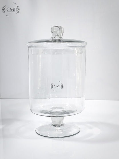 Pedestal Glass Jar With Lid Big