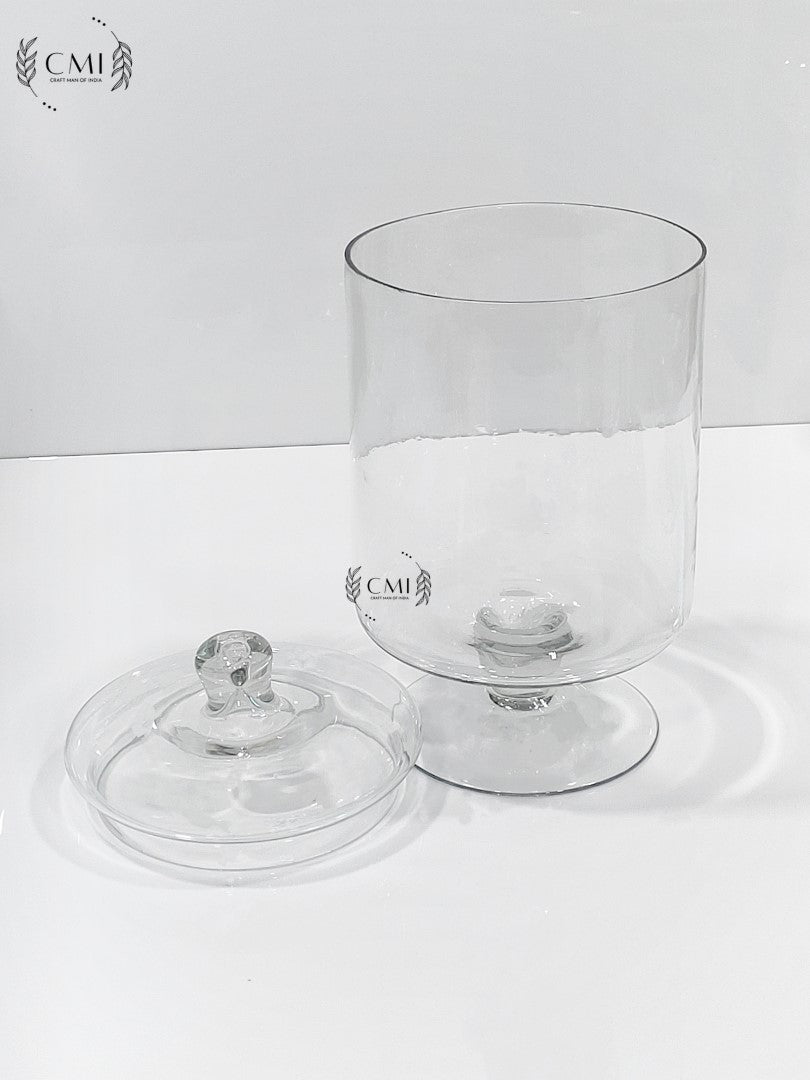 Pedestal Glass Jar With Lid Small