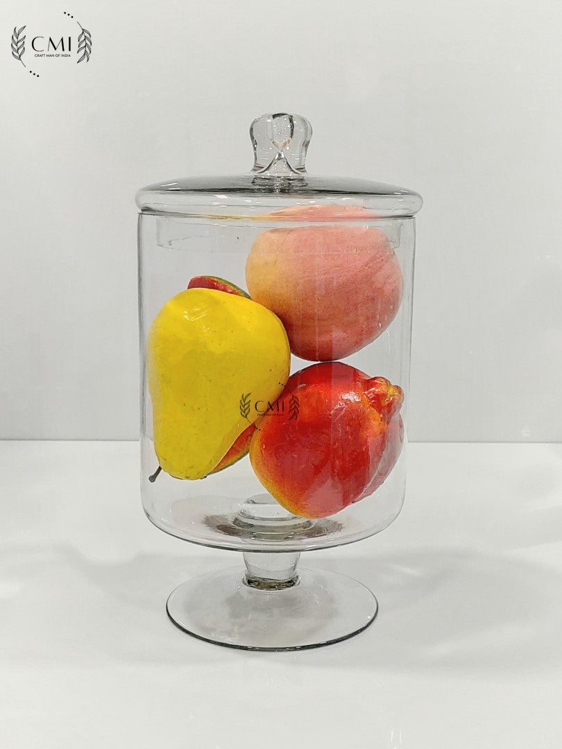 Pedestal Glass Jar With Lid Small