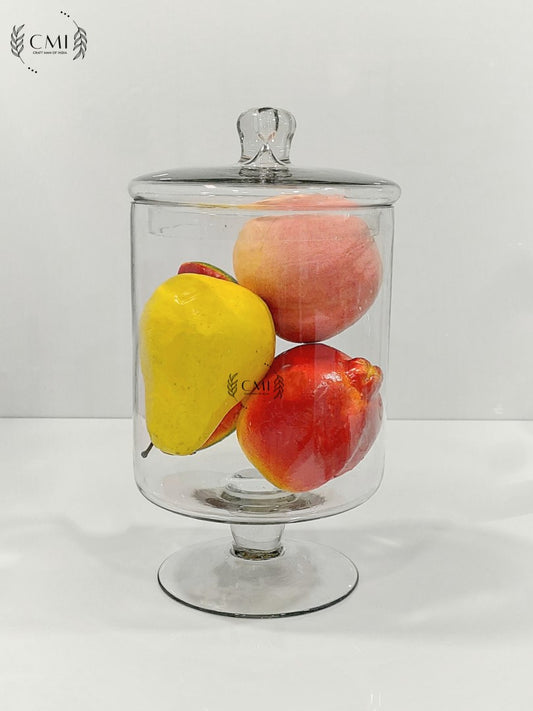 Pedestal Glass Jar With Lid Small