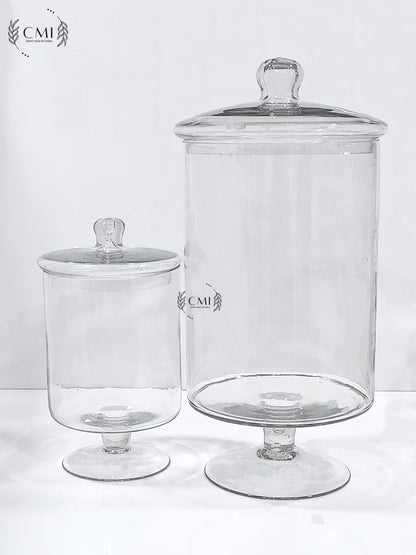 Pedestal Glass Jar With Lid Small