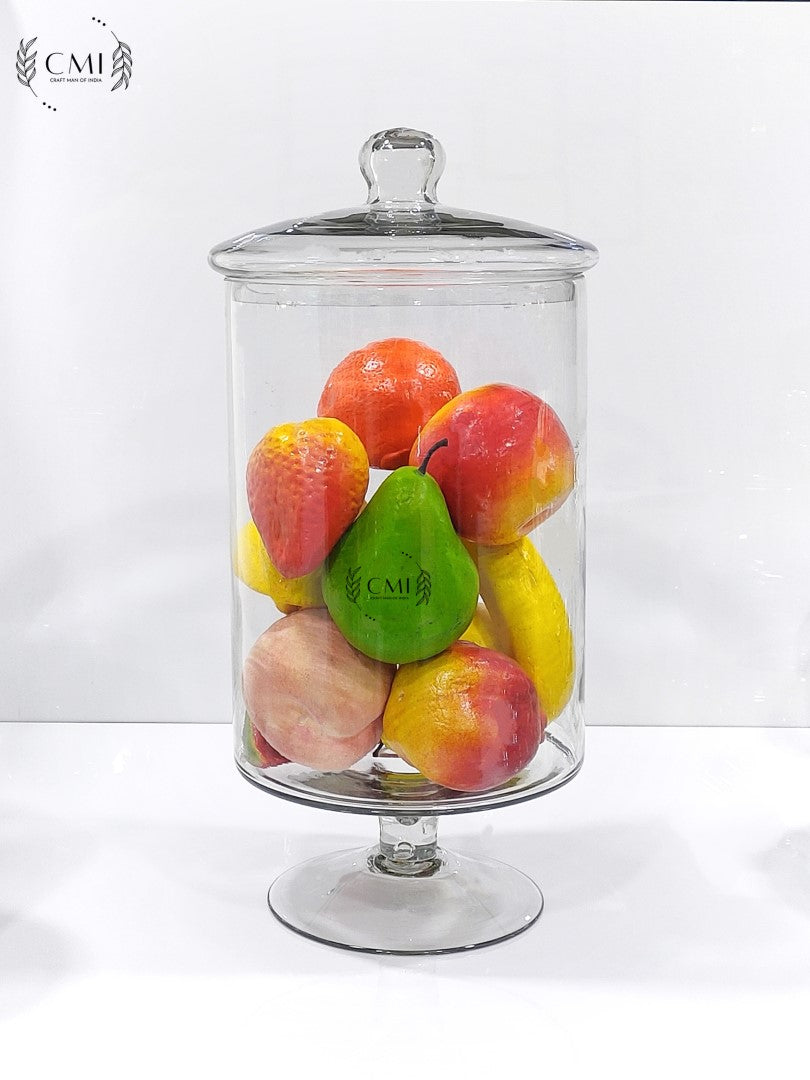 Pedestal Glass Jar With Lid Big