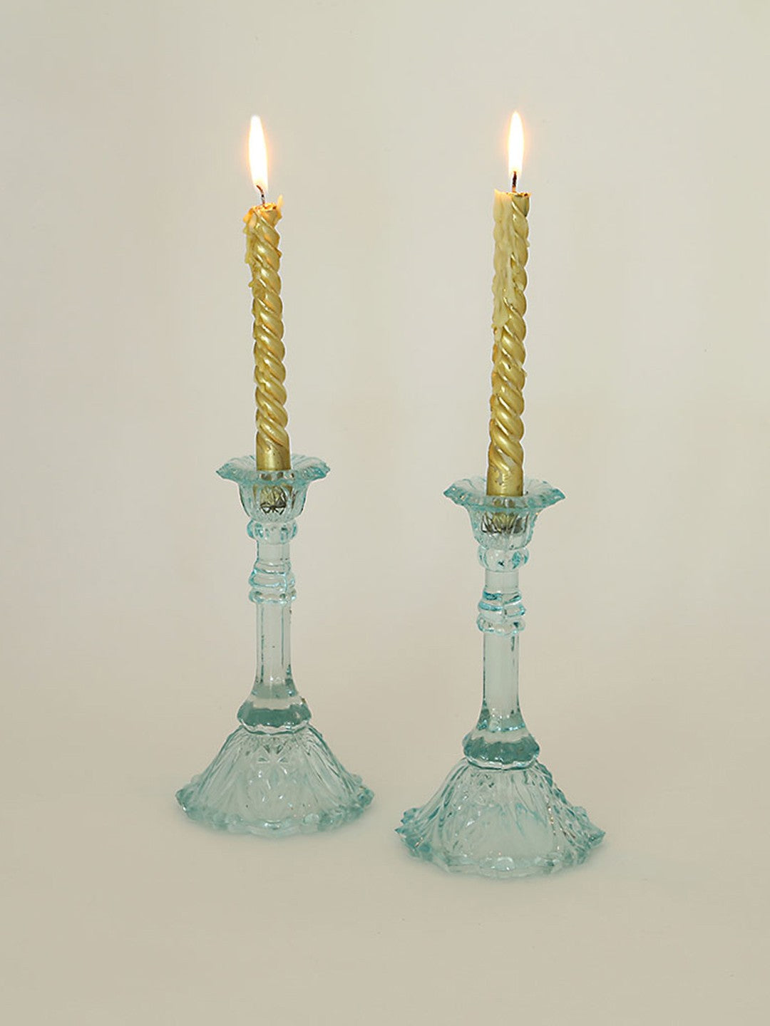 Vintage Recycled Glass Candle Holders - Tall - Set Of 2 - Craft Man of India