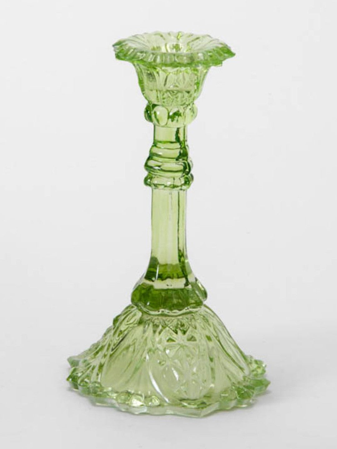 Green Vintage Recycled Glass Candle Holders - Tall - Set Of 2 - Craft Man of India