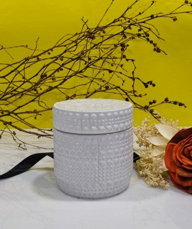 Dotted White Glass Jar